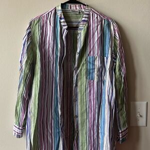 Chicos size 1 women’s 8 medium linen tunic button down blouse shirt long